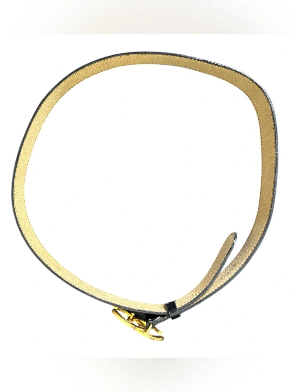 Chanel black leather belt with  gold-tone interlocking CC buckle